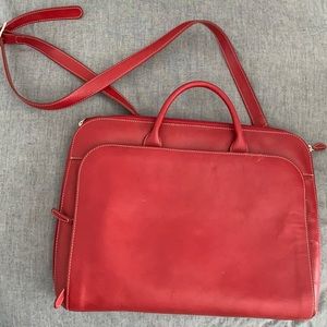Lodis red leathers laptop bag